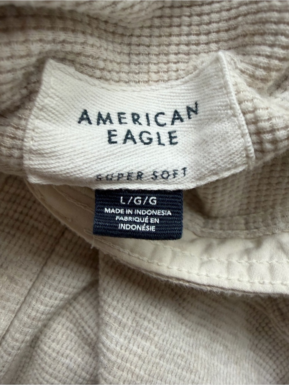 American Eagle Cream Waffle-Knit Hooded Top - Picture 4 of 5